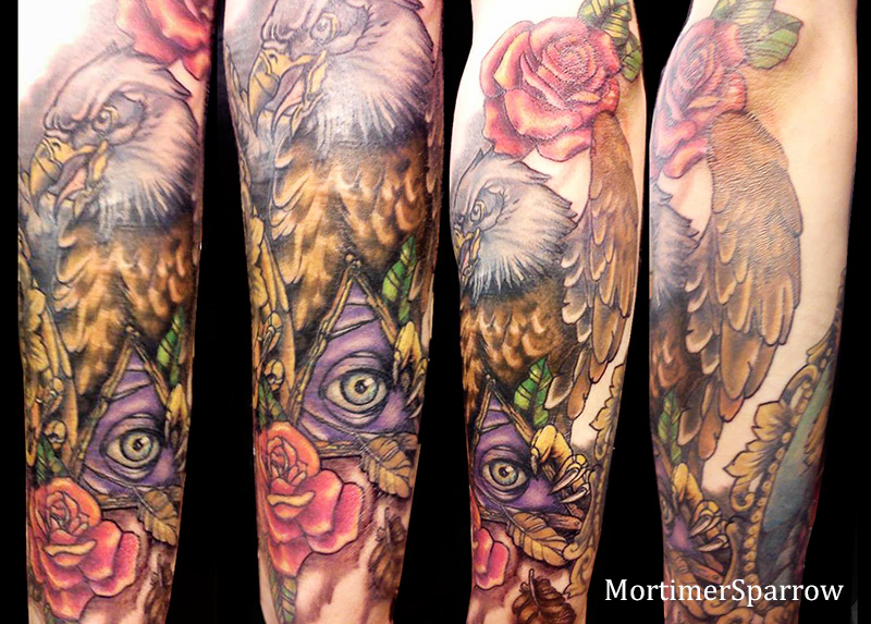 Eagle, roses and all seeing eye