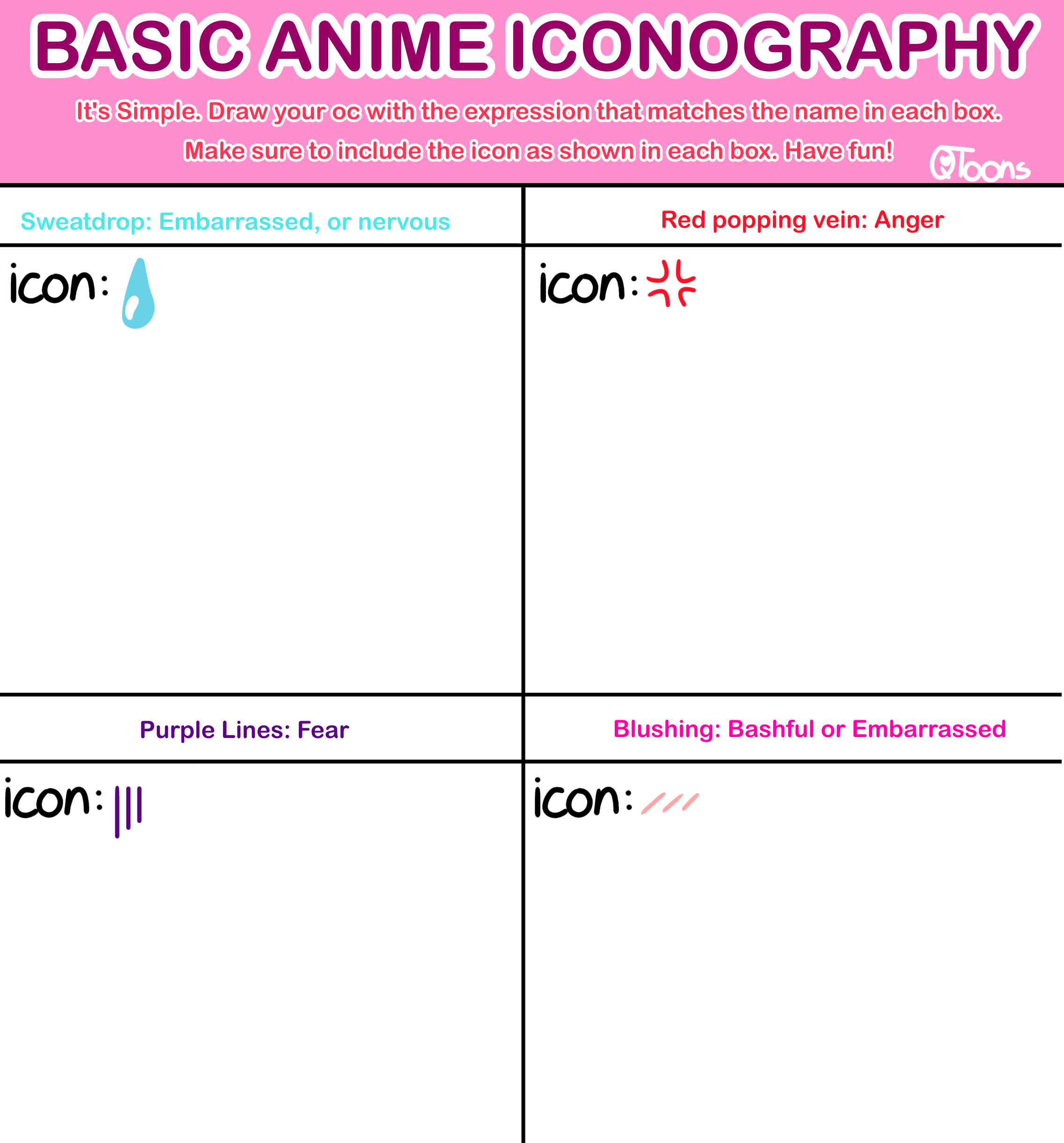 Basic Anime Iconography Drawing Meme Template by QToons on DeviantArt Basic Anime Iconography Drawing Meme Template by QToons on DeviantArt