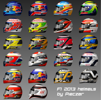 Formula 1 2013 driver helmets