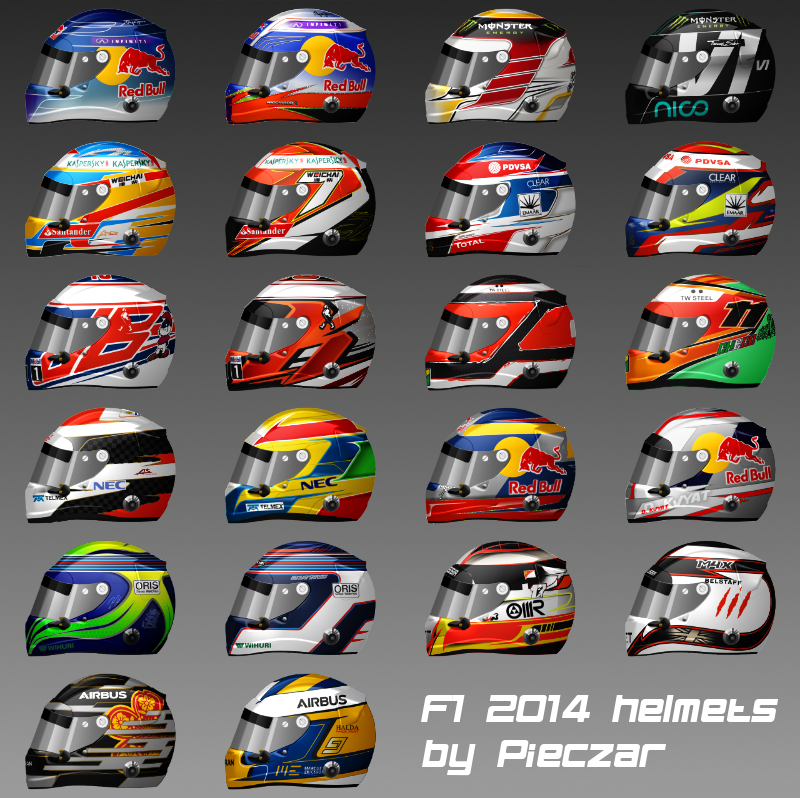 2014 F1 driver helmets