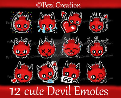 Demon Emote Set cute Devil Emotes Pack by PeziCreation on DeviantArt