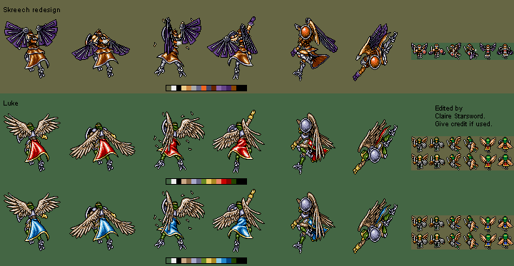 Shining Force 2 - Skreech and Luke Sprites by ClaireStarsword on