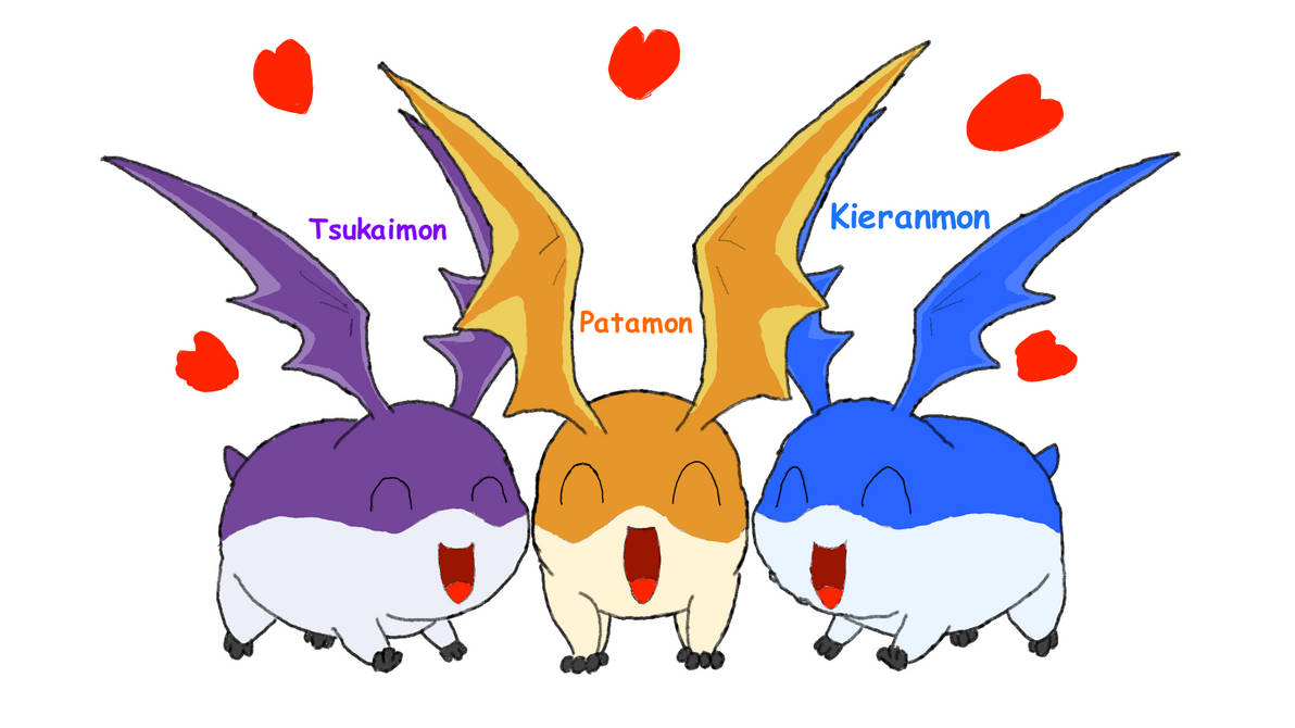 Patamon, Tsukaimon and Kieranmon by SeerSitaao on DeviantArt