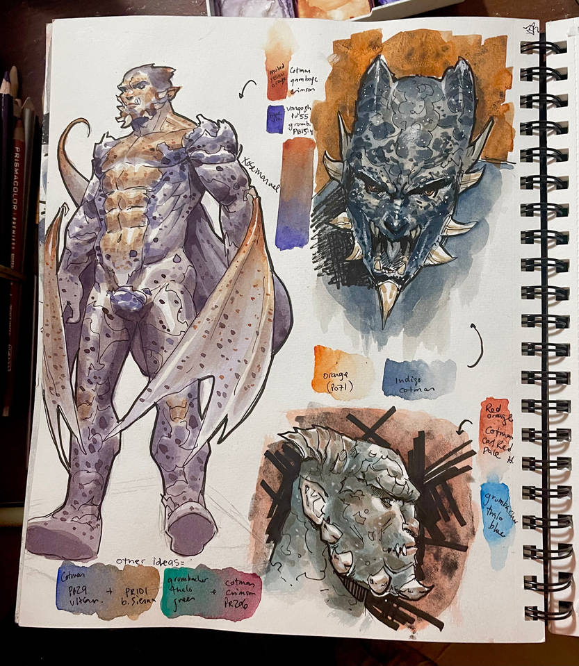 Developing Dragon Character: Two Color Sketches by xosem1000 on DeviantArt