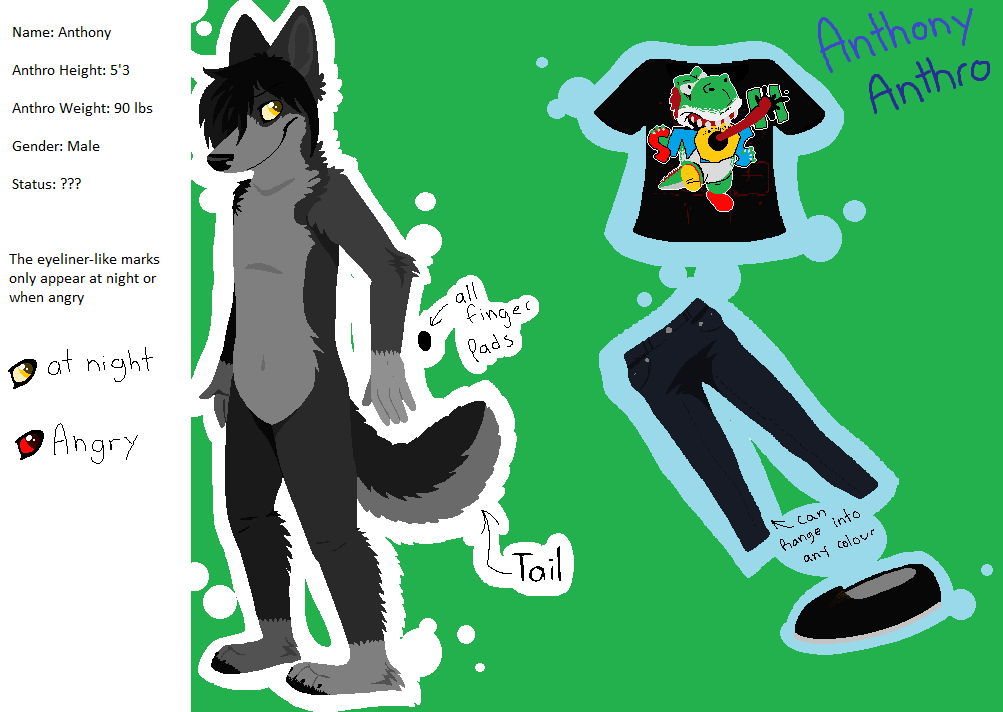 Anthro Anthony Lineless reffrence sheet comishie