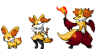 Fennekin, Braixen and Delphox sprites