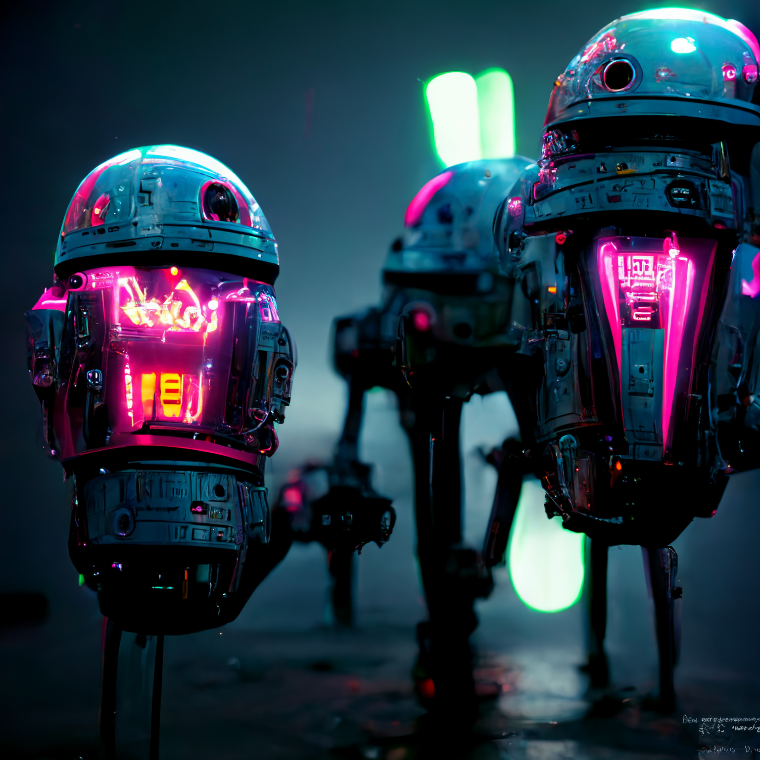 neon robots wallpaper