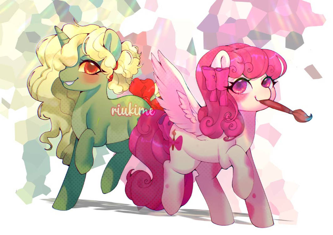 Mlp Combow MLP OC: Artsie Bow and Shamrock by riukime on DeviantArt