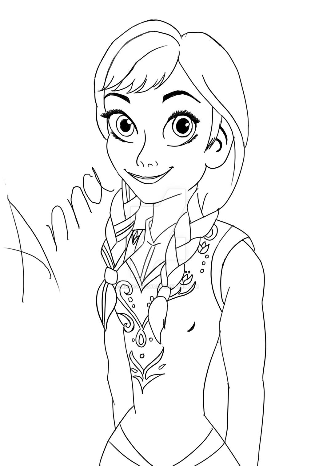 Ana Draw Line Princess Anna Lineart by ElizaVDraws on DeviantArt