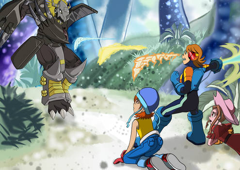 Rockman Exe x Digimon: saving Sora and Mimi