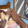 King of Fighters: Shingo spying Kyo and Mai