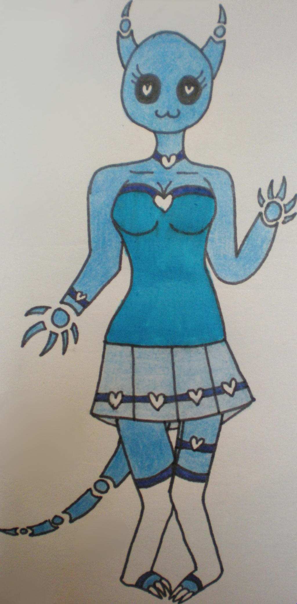 Blue Demon With White Hearts