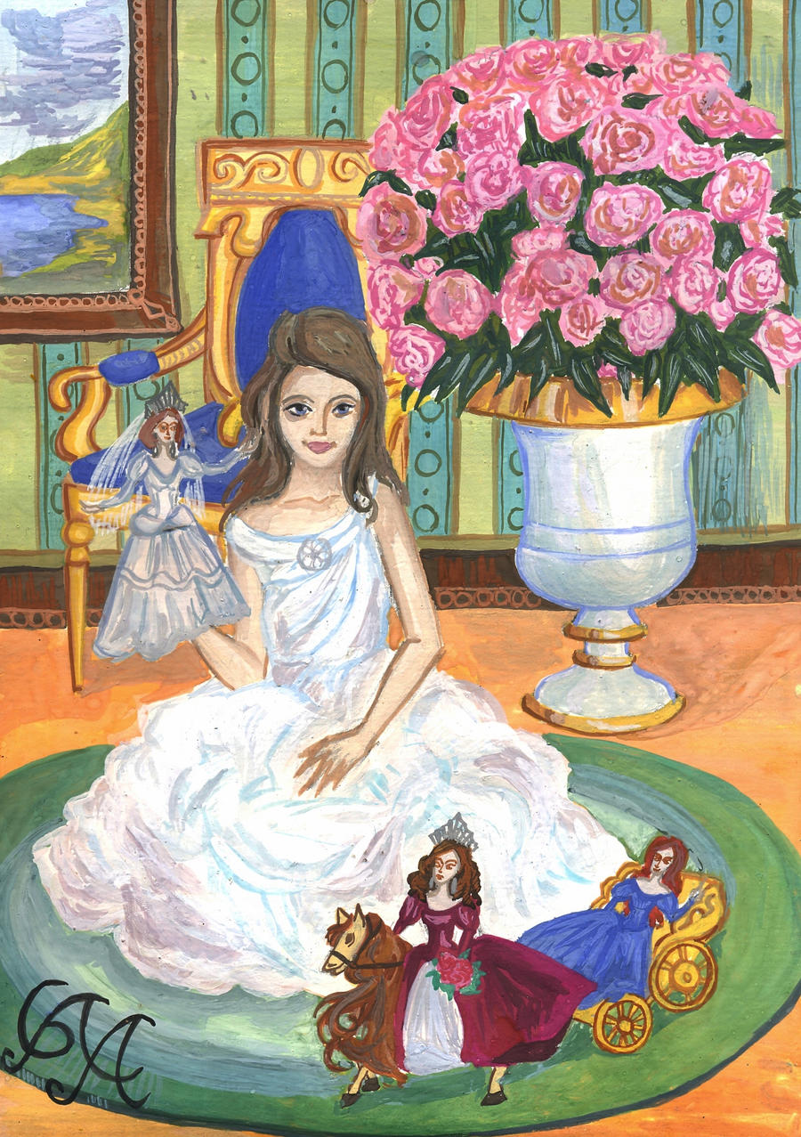 Little girl with dolls