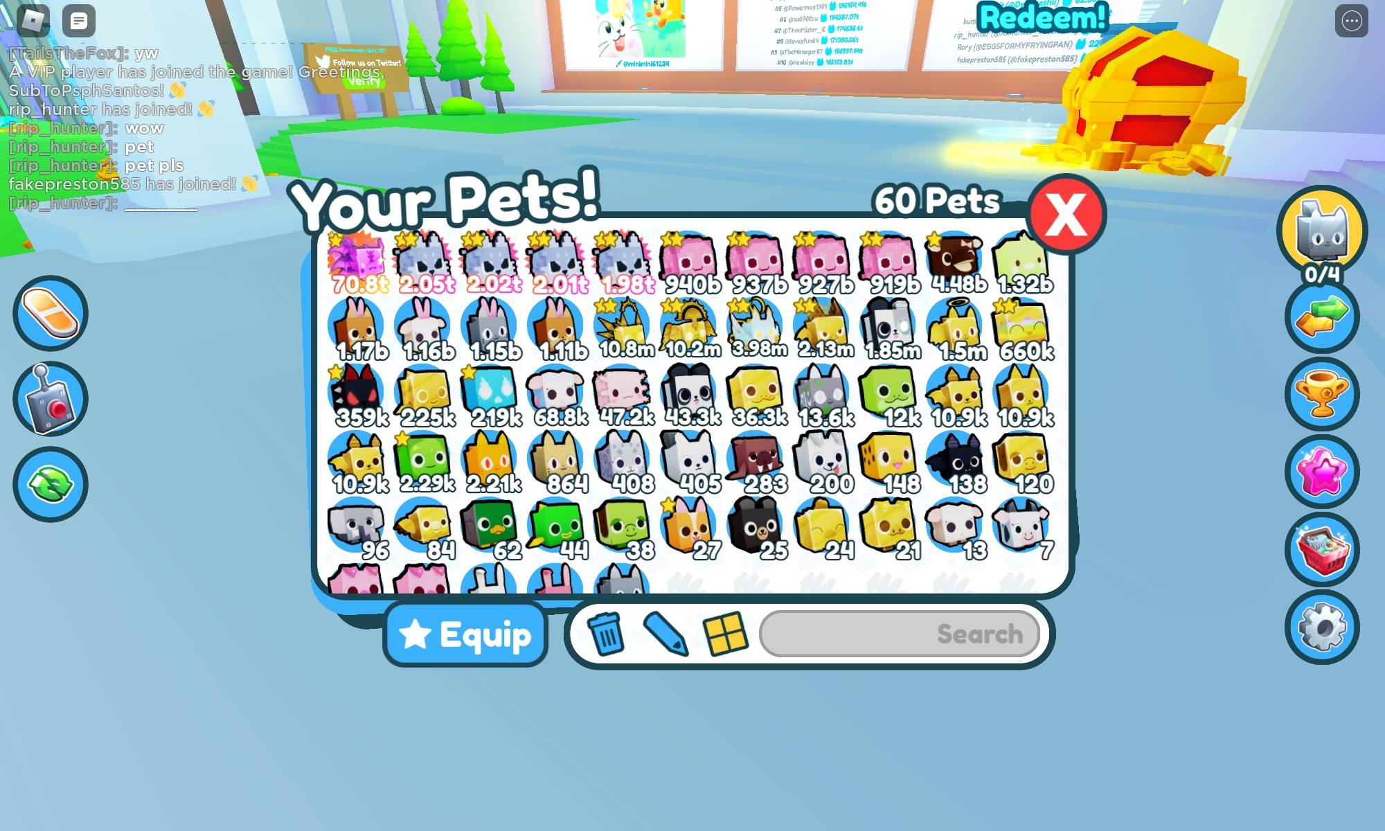 How would you display pets in a simulator inventory? - Game Design