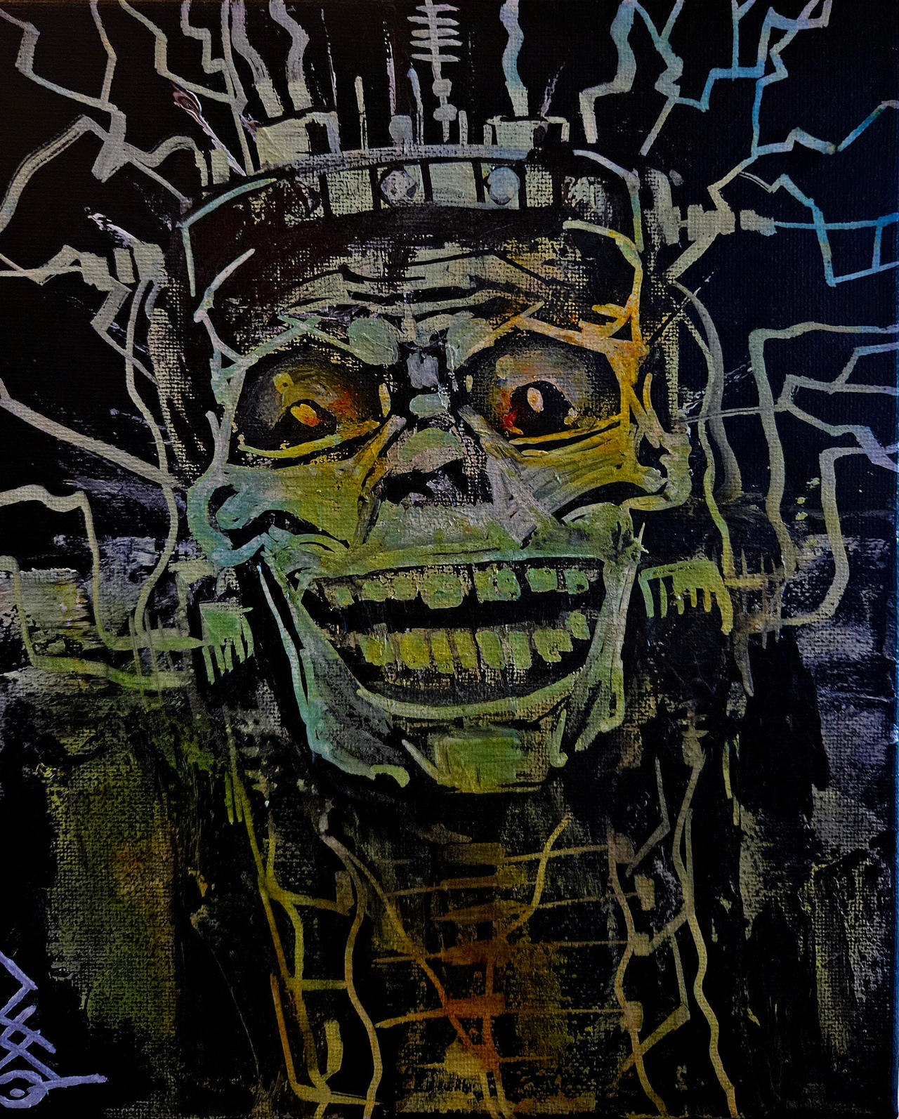 Frankenstein in Acrylic and Brusho