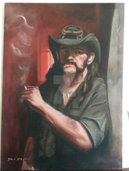 Oil painting portrait of Lemmy Kilmister