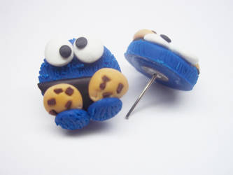 Polymer Clay Cookie Monster Earrings