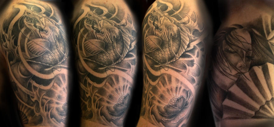 koi dragon half sleeve