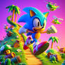 Sonic in mushroom hill AI ART