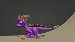 Spyro Playing Skateboard