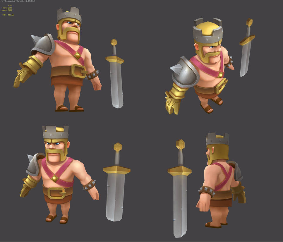 clash of clans barbarian king 3D study by painterhoya on DeviantArt.
