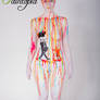 Banksy bodypaint homage rainbow rain drip wall