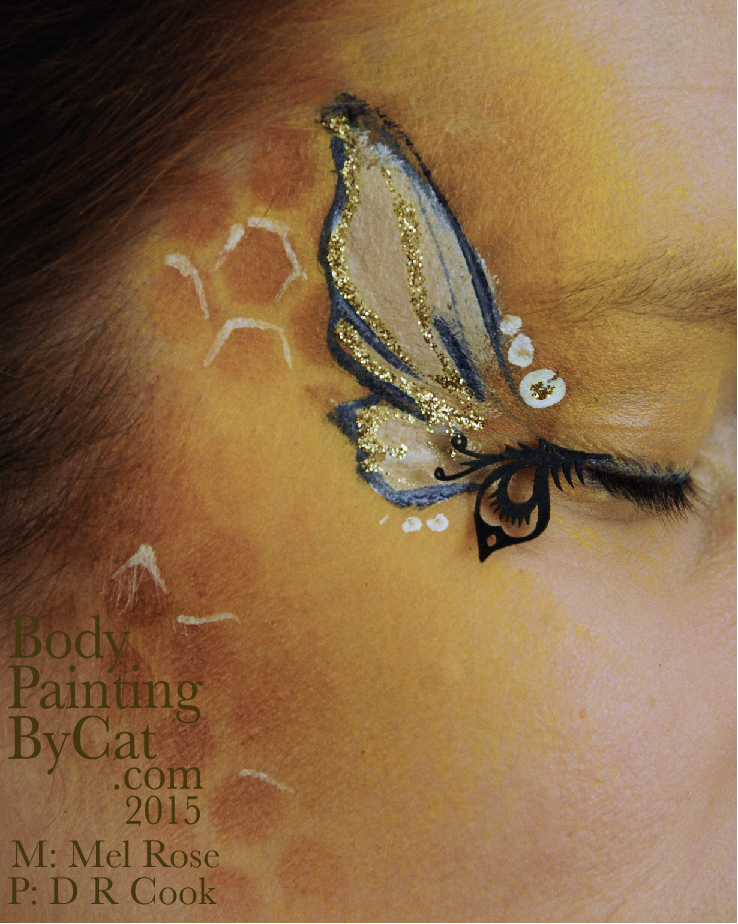 Bee neck bodypaint on Mel by Cat pics DR Cook eye 