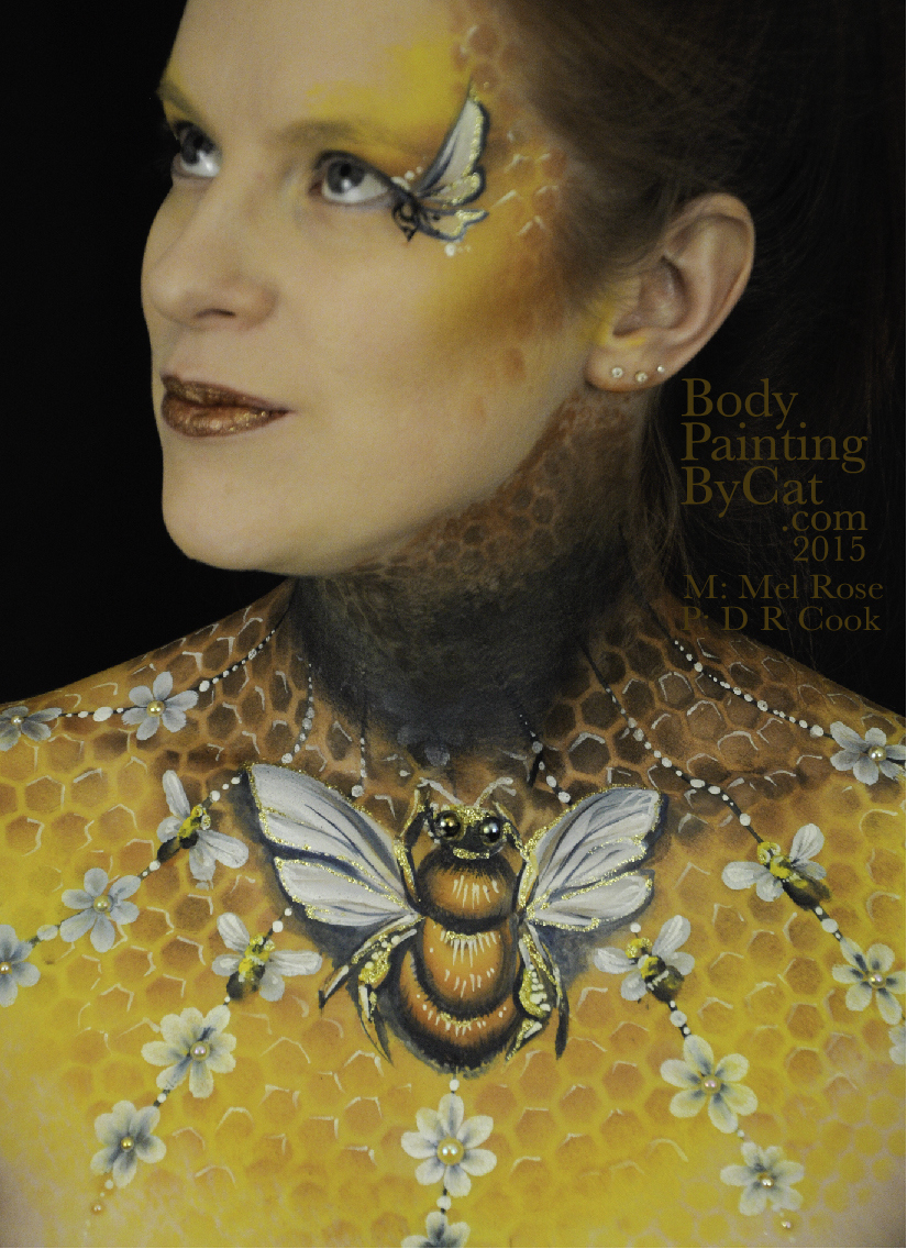 Bee neck bodypaint on Mel by Cat pics DR Cook up