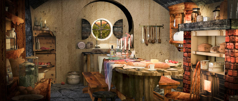 hobbit kitchen by hamalaia on DeviantArt
