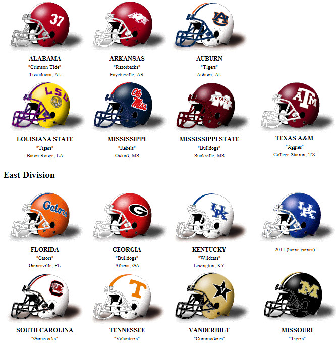 SEC Football Helmets