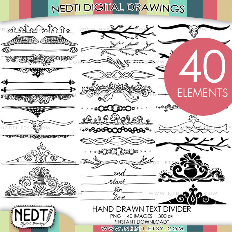 Hand Drawn Text Divider Doodle Set by Nedti by Nedti on DeviantArt