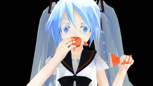 Bottle Miku Eating a Fish by hatsunemiku567890 on DeviantArt