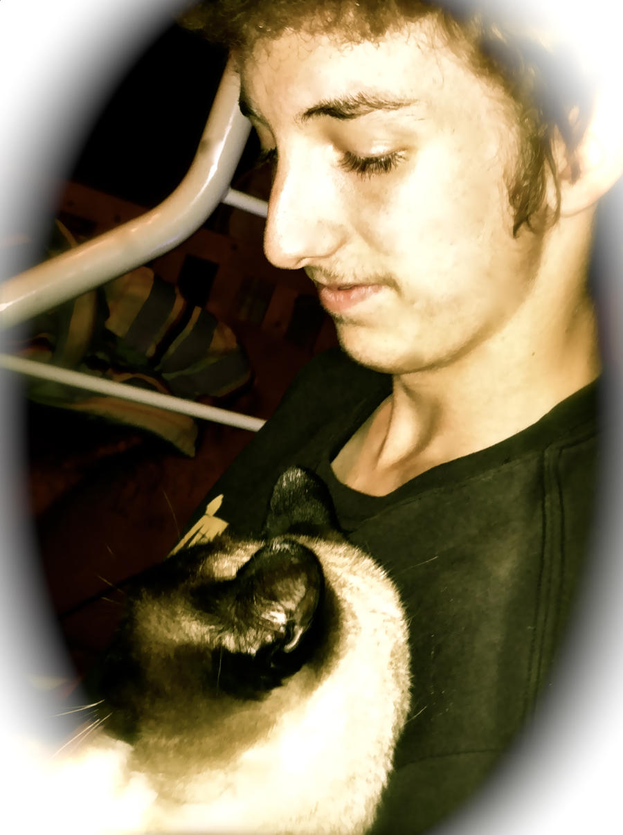 my boyfriend and his cat ruddy