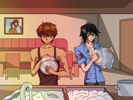 Suzaku and Lelouch washing the dishes [Chapter 12]