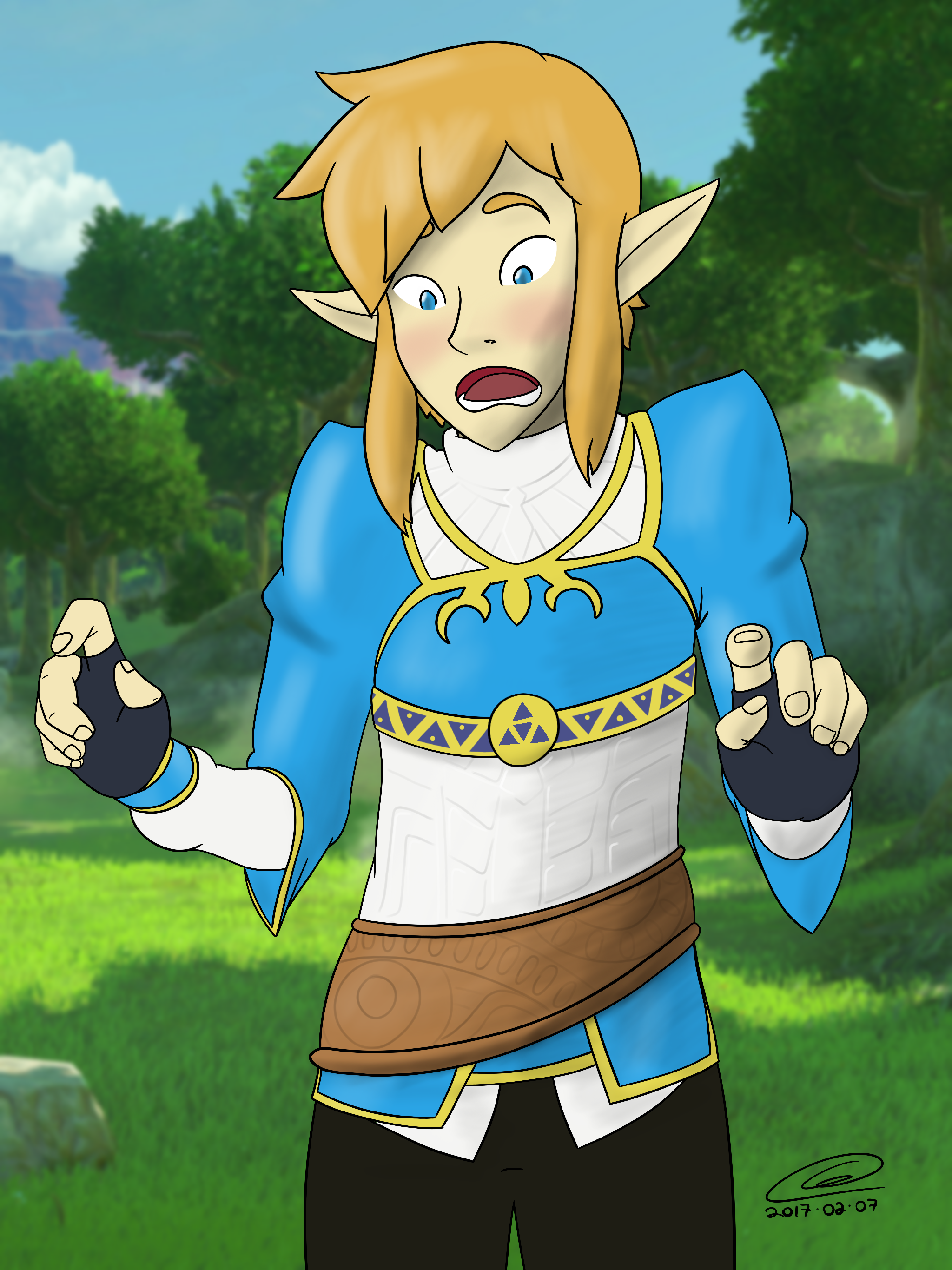 Link in Zelda's Outfit (Breath of the Wild) by CalliEcho on DeviantArt...
