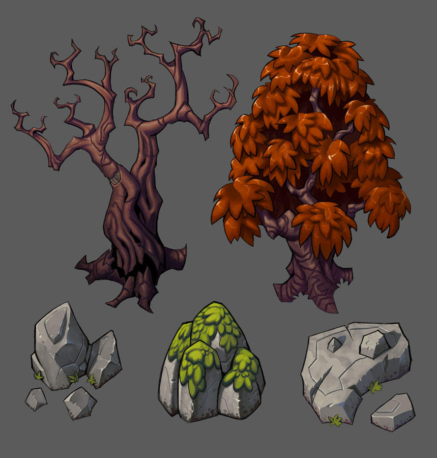 Rocks and Tree assets Commissioned by danimation2001 on DeviantArt
