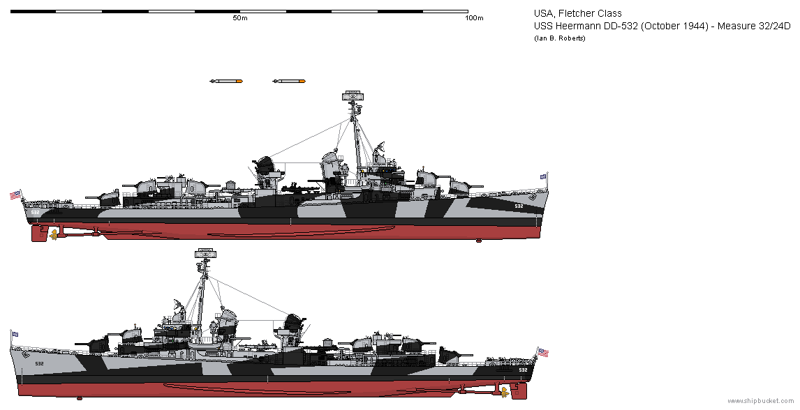 USS Heermann DD-532 (October 1944) - Ms32/24D