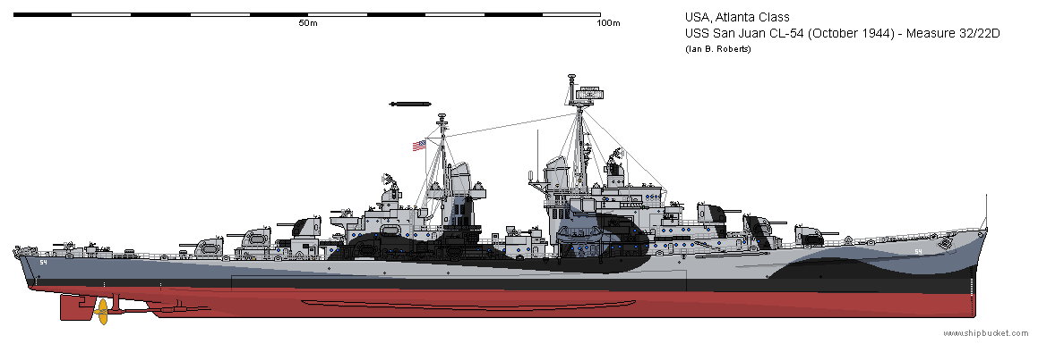 USS San Juan CL-54 (October 1944) - Measure 32/22D