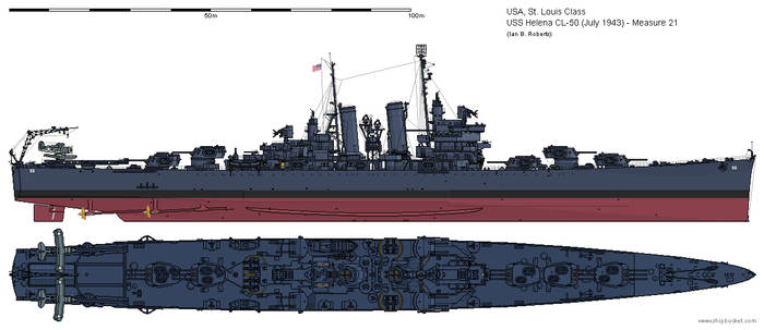 USS Helena CL-50 (July 1943) - Measure 21