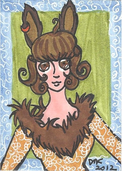 ACEO-ATC Rabbit Girl Ginger Snap!