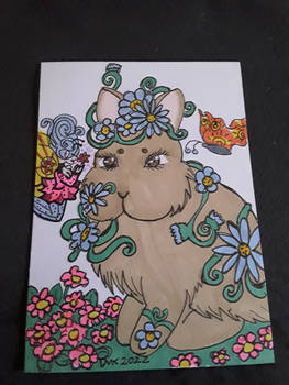 PSC Netherland Dwarf Rabbit Fairy Flowers ACEO 2