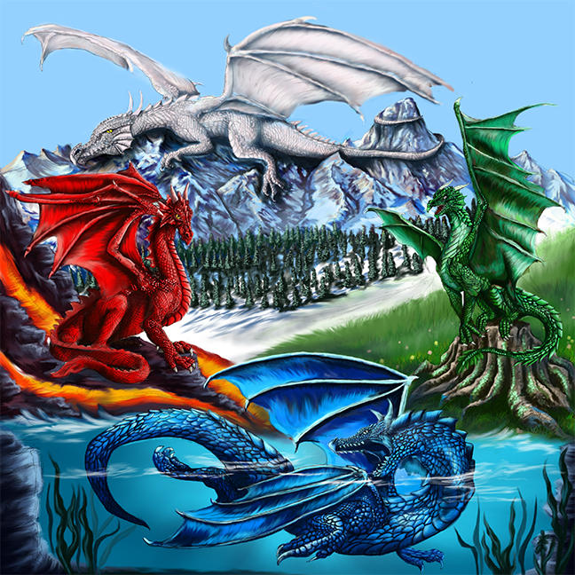 Four Elemental Dragons By Ladystonehawk On DeviantArt four-elemental-dragons-by-ladystonehawk-on-deviantart