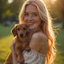 Lady with dachshund