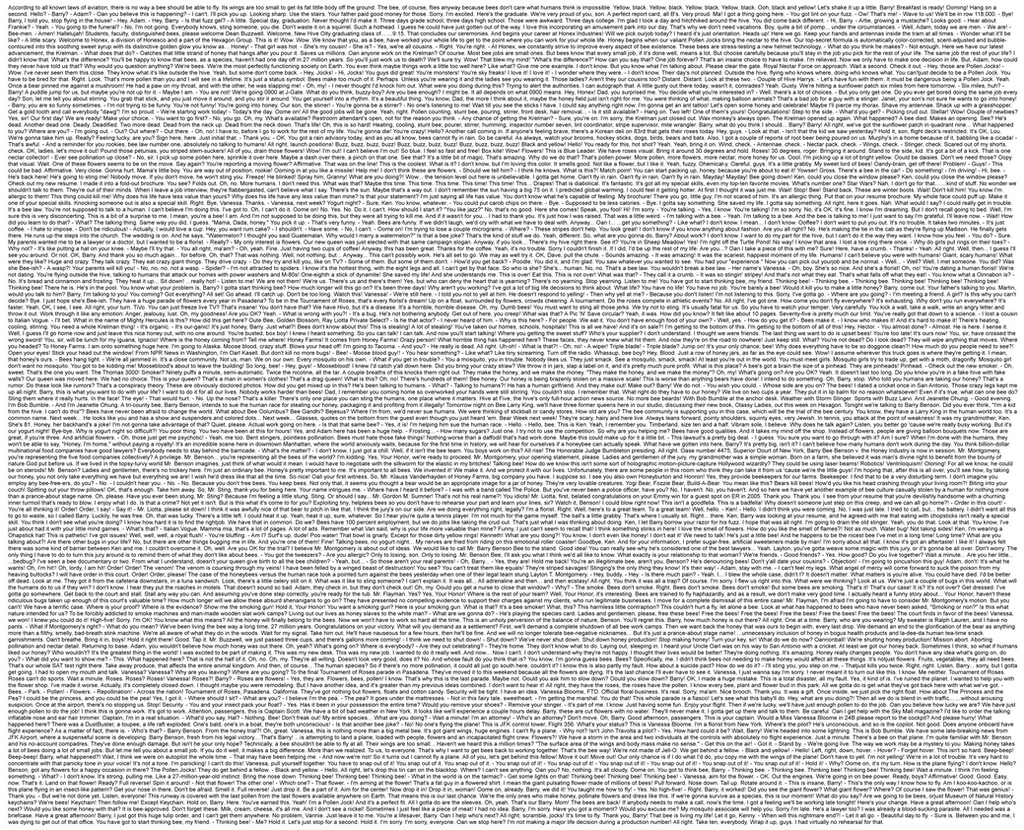 The Bee Movie script, 8016 x 6497 px image by 1ssam on DeviantArt