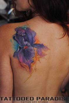 Iris watercolor tattoo