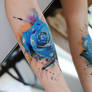 Blue watercolor rose