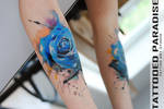 Blue watercolor rose by dopeindulgence