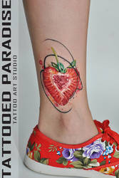 watercolor strawberries tat