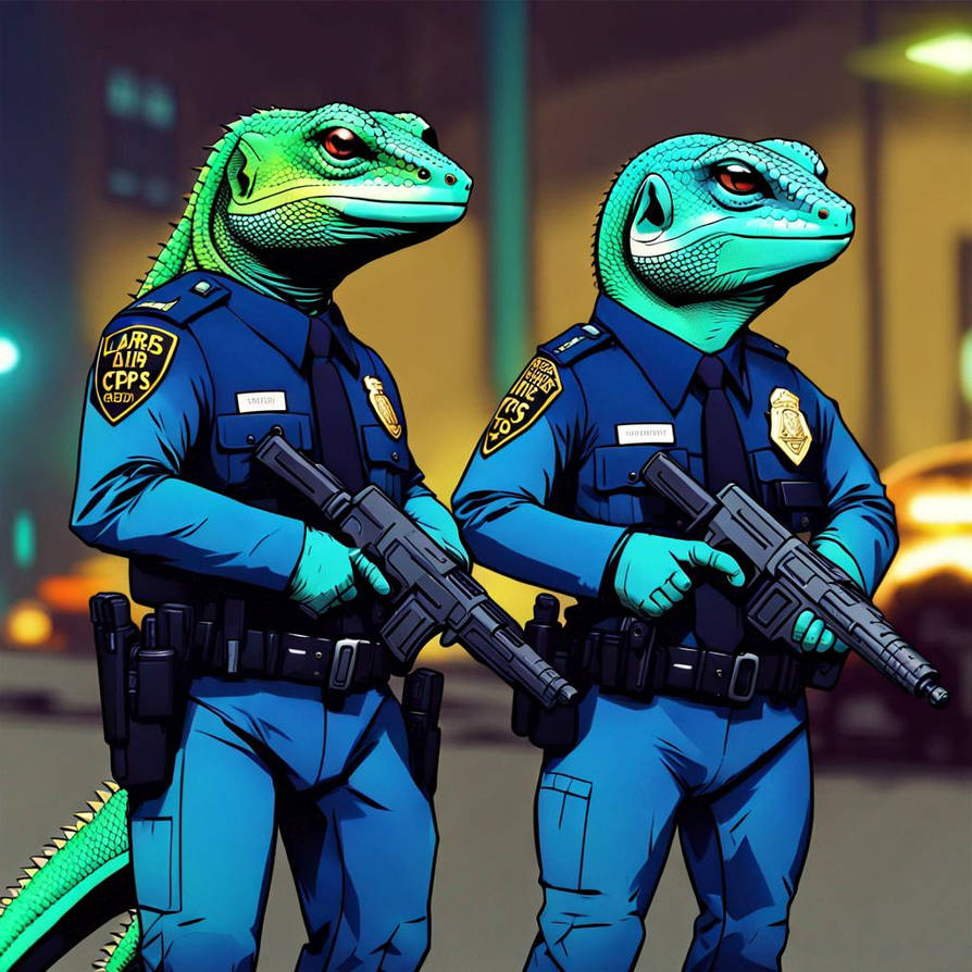 Lizard Cops In The Future by tiger-stripedlizard on DeviantArt