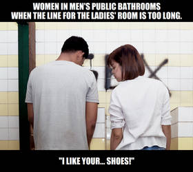 Women in men's public bathrooms